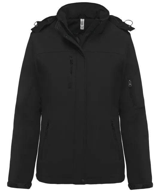 K651 - Gewatteerde softshell damesparka met capuchon Black