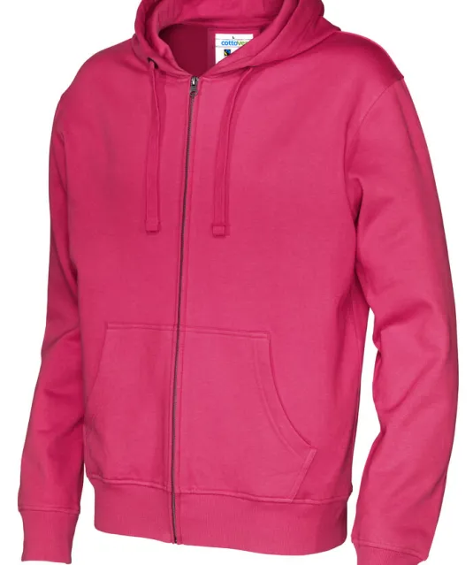 HOODIE FULL ZIP MAN - GOTS GECERTIFICEERD Fuchsia