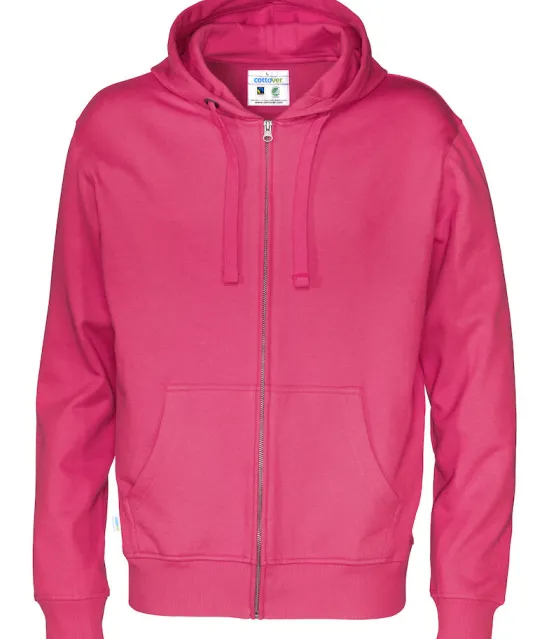 HOODIE FULL ZIP MAN - GOTS GECERTIFICEERD Fuchsia