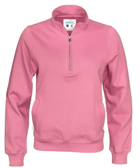 SWEATER HALF ZIP UNISEX - GOTS GECERTIFICEERD Roze