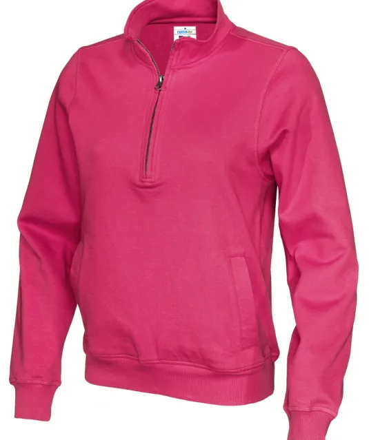 SWEATER HALF ZIP UNISEX - GOTS GECERTIFICEERD Fuchsia