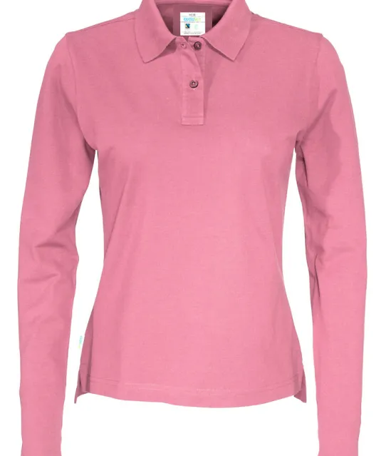 POLO PIQUE LONG SLEEVE LADY - GOTS GECERTIFICEERD Roze