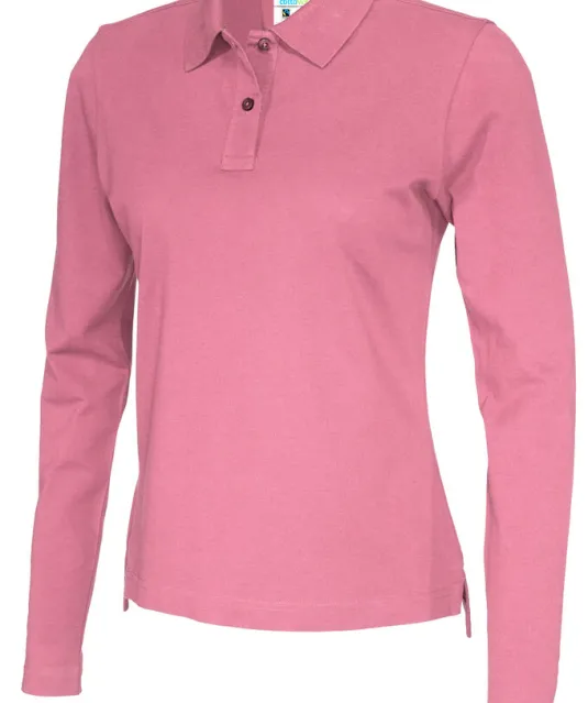 POLO PIQUE LONG SLEEVE LADY - GOTS GECERTIFICEERD Roze