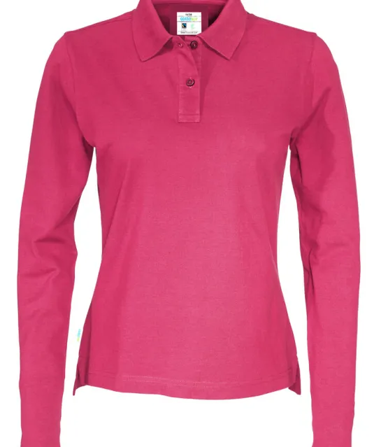 POLO PIQUE LONG SLEEVE LADY - GOTS GECERTIFICEERD Fuchsia