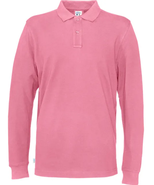 POLO PIQUE LONG SLEEVE MAN - GOTS GECERTIFICEERD Roze