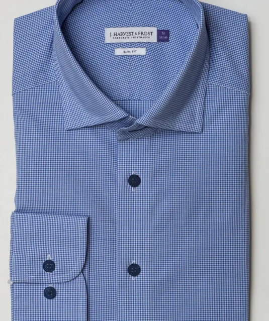 Purple Bow 141  Hemd Slim Fit Man Blauw/geruit