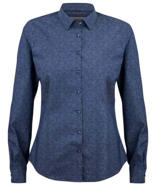 Purple Bow 143  Hemd Dames Middenblauw gestreept