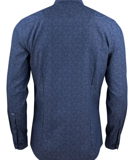 Purple Bow 143  Hemd Regular Fit Heren Middenblauw gestreept