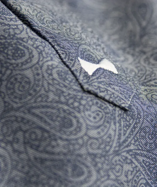 Purple Bow 143  Hemd Regular Fit Heren Middenblauw gestreept