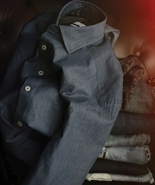 Indigo Bow 130  Hemd Slim Fit Heren Blauw gestreept