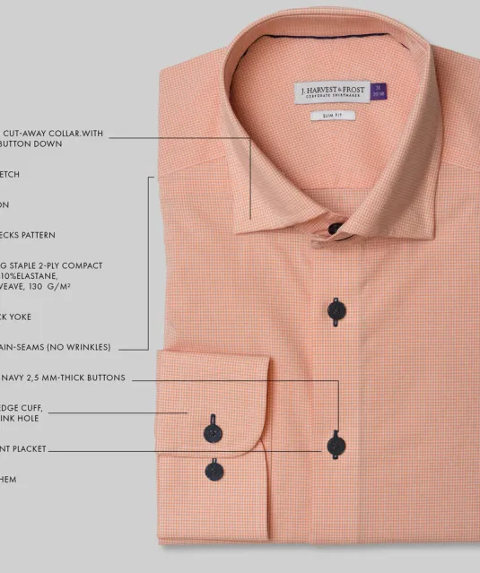 Purple Bow 141  Hemd Slim Fit Man Oranje/geruit