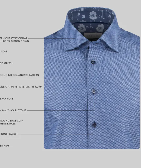 Purple Bow 144 Hemd Regular Fit Heren Lichtblauw