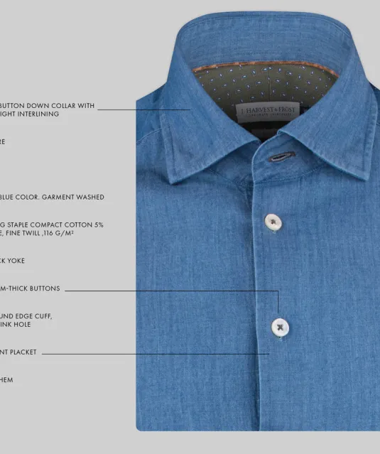 Indigo Bow 130  Hemd Slim Fit Heren Blauw gestreept