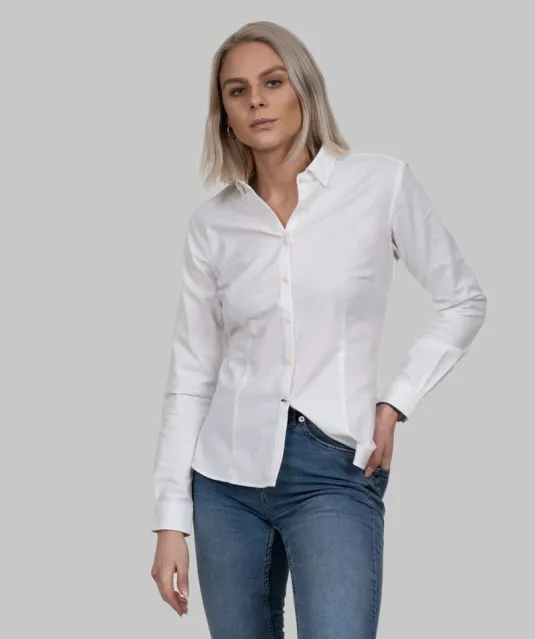 Yellow Bow 54  Hemd Dames Wit