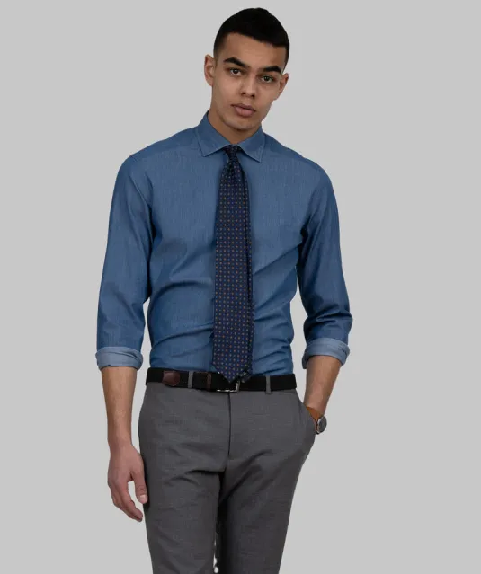 Indigo Bow 130  Hemd Slim Fit Heren Blauw gestreept