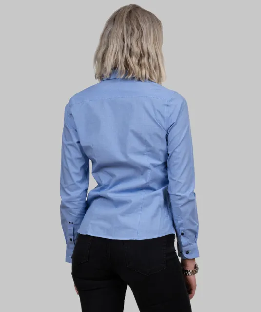 Purple Bow 141  Hemd Dames Blauw/geruit