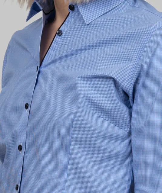 Purple Bow 141  Hemd Dames Blauw/geruit