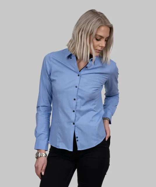 Purple Bow 141  Hemd Dames Blauw/geruit