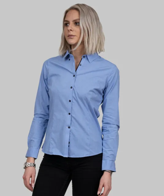 Purple Bow 141  Hemd Dames Blauw/geruit