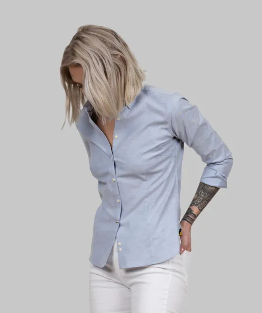 Yellow Bow 54  Hemd Dames Lichtblauw