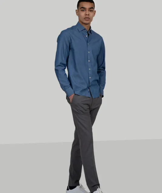 Indigo Bow 130  Hemd Slim Fit Heren Blauw gestreept