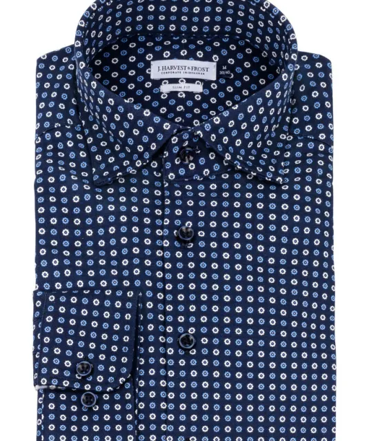 Indigo Bow 131  Hemd Slim Fit Heren Blauwe print