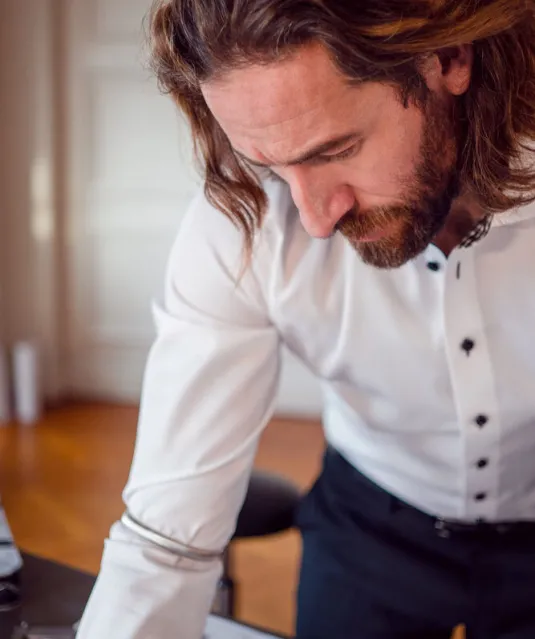 Red Bow 20  Hemd Slim Fit Heren Wit/marine