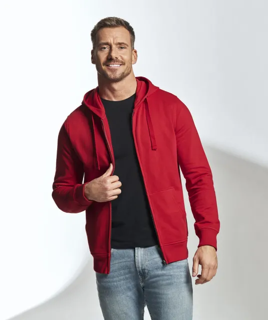 HOODIE FULL ZIP MAN - GOTS GECERTIFICEERD Rood