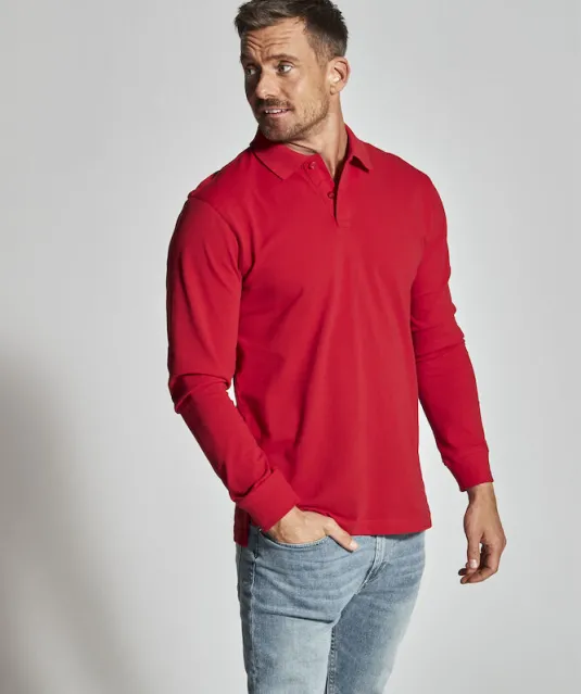 POLO PIQUE LONG SLEEVE MAN - GOTS GECERTIFICEERD Wit