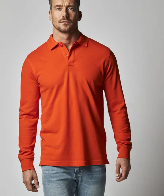 POLO PIQUE LONG SLEEVE MAN - GOTS GECERTIFICEERD Wit