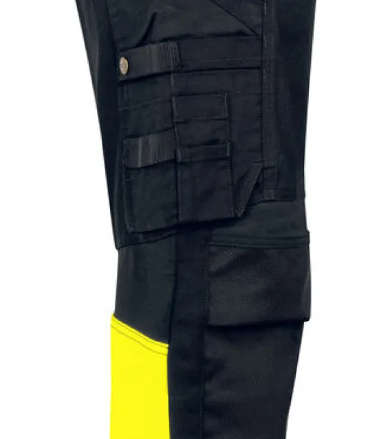 6525 SIGNALISATIESTRETCHBROEK EN ISO 20471 KLASSE 1 Geel/zwart