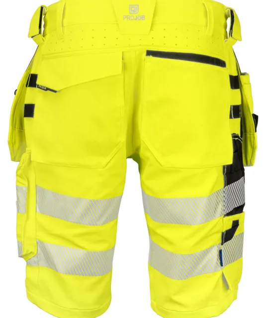 6575 SIGNALISATIE STRETCHSHORT MET SPIJKERZAKKEN EN ISO 20471 KLASSE 2/1 Geel/zwart