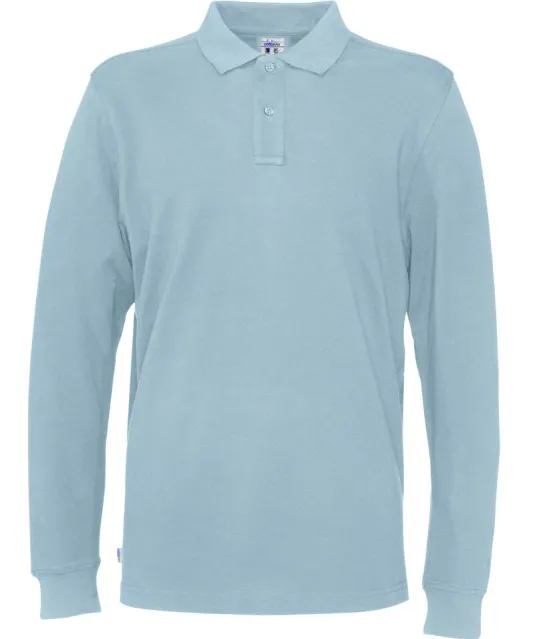 POLO PIQUE LONG SLEEVE MAN - GOTS GECERTIFICEERD Lichtblauw
