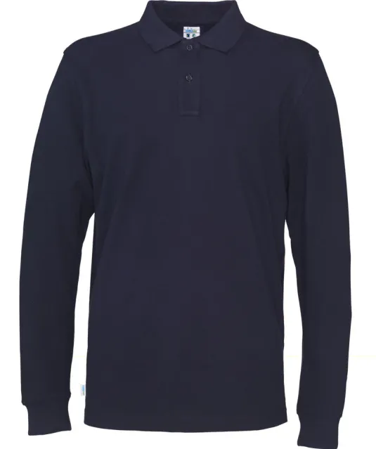 POLO PIQUE LONG SLEEVE MAN - GOTS GECERTIFICEERD Marine