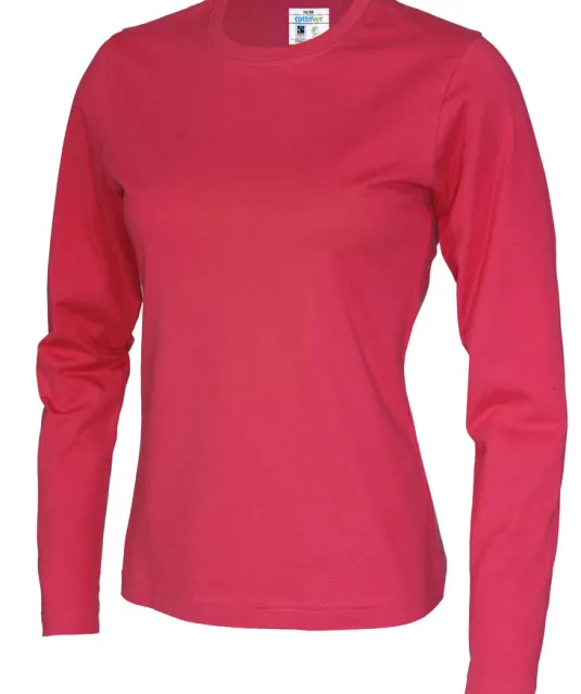 T-SHIRT LONG SLEEVE LADY - GOTS GECERTIFICEERD Rood