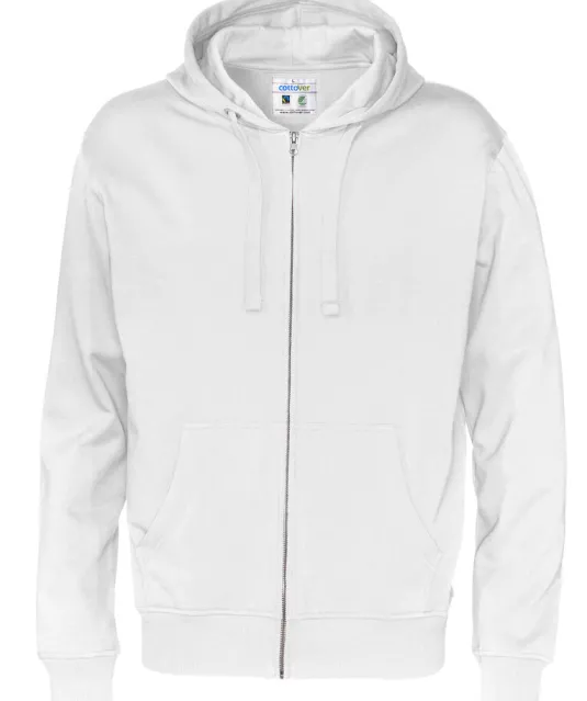 HOODIE FULL ZIP MAN - GOTS GECERTIFICEERD Wit