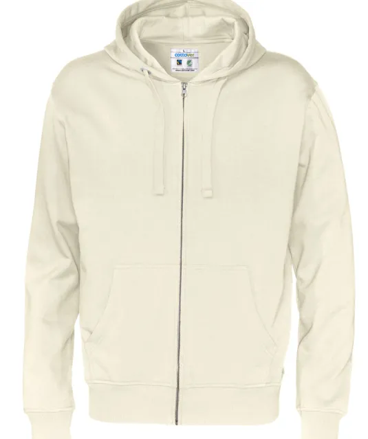 HOODIE FULL ZIP MAN - GOTS GECERTIFICEERD Ecru