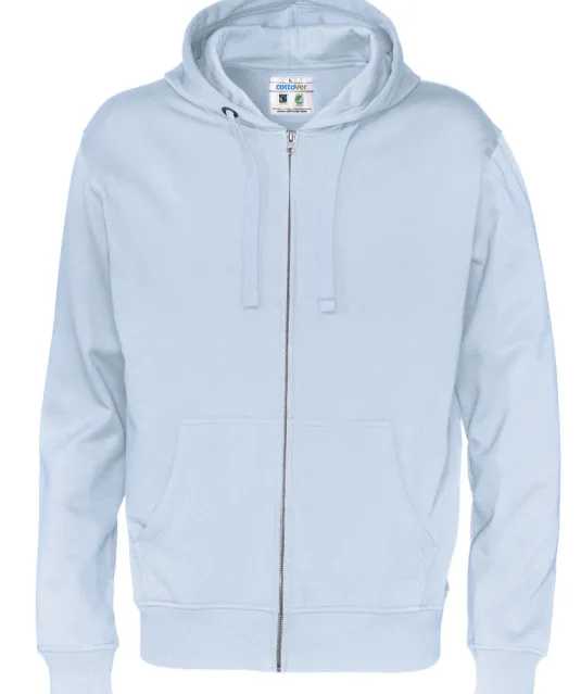 HOODIE FULL ZIP MAN - GOTS GECERTIFICEERD Lichtblauw