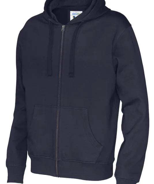 HOODIE FULL ZIP MAN - GOTS GECERTIFICEERD Wit