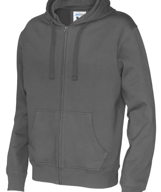 HOODIE FULL ZIP MAN - GOTS GECERTIFICEERD Antraciet
