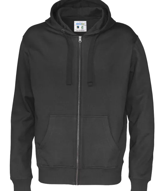 HOODIE FULL ZIP MAN - GOTS GECERTIFICEERD Zwart