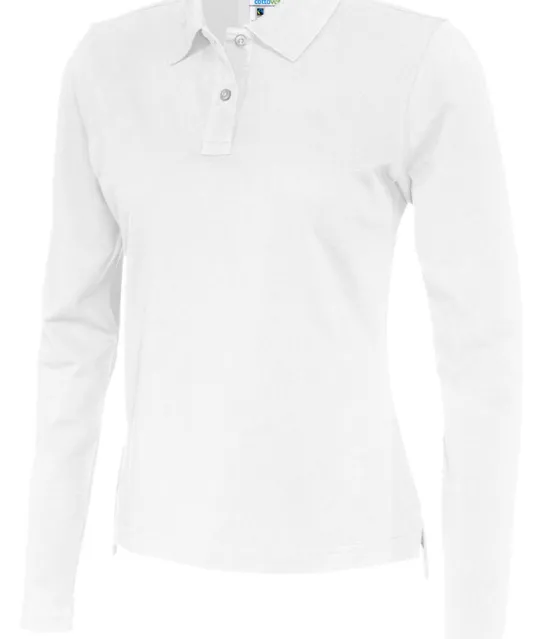 POLO PIQUE LONG SLEEVE LADY - GOTS GECERTIFICEERD Wit