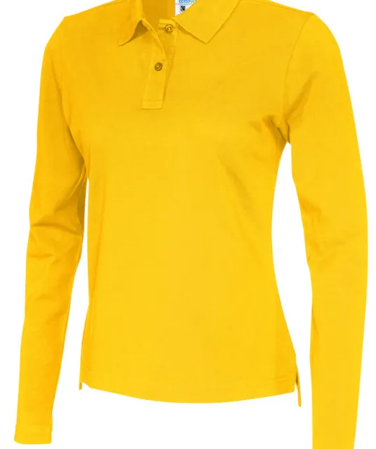 POLO PIQUE LONG SLEEVE LADY - GOTS GECERTIFICEERD Wit