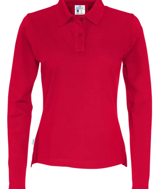 POLO PIQUE LONG SLEEVE LADY - GOTS GECERTIFICEERD Rood