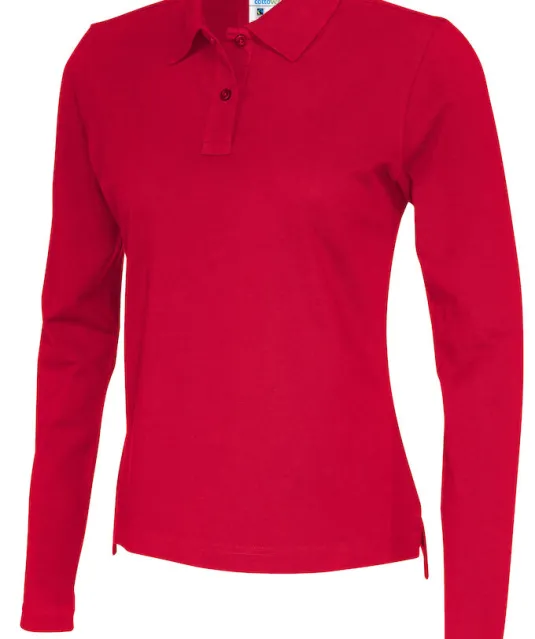 POLO PIQUE LONG SLEEVE LADY - GOTS GECERTIFICEERD Wit