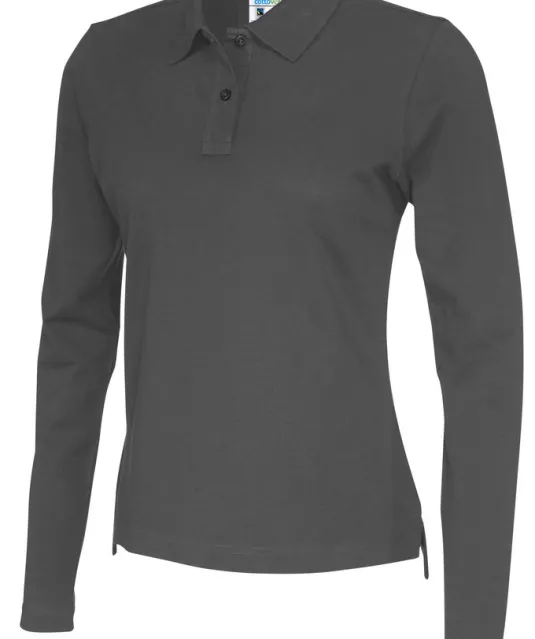 POLO PIQUE LONG SLEEVE LADY - GOTS GECERTIFICEERD Antraciet