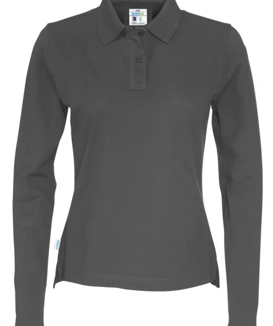 POLO PIQUE LONG SLEEVE LADY - GOTS GECERTIFICEERD Antraciet