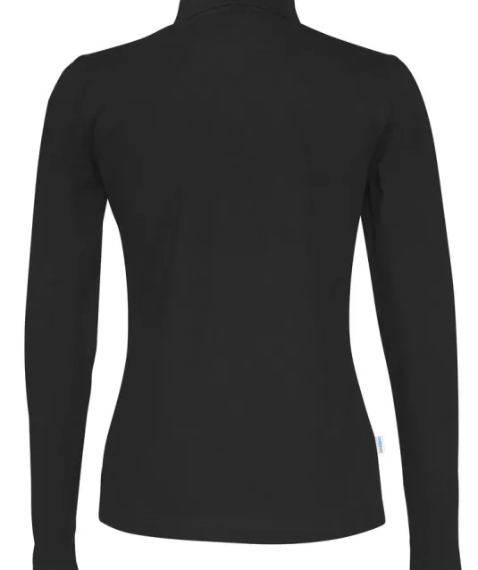 POLO PIQUE LONG SLEEVE LADY - GOTS GECERTIFICEERD Zwart