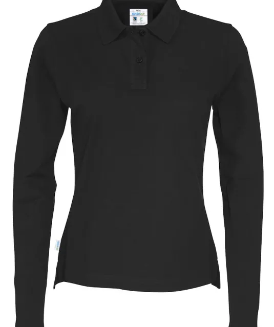 POLO PIQUE LONG SLEEVE LADY - GOTS GECERTIFICEERD Zwart