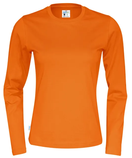 T-SHIRT LONG SLEEVE LADY - GOTS GECERTIFICEERD Oranje